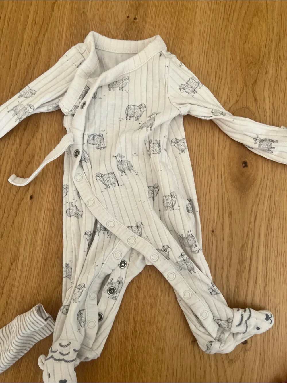 Carter's and H&M Neutral Newborn Baby Bundle—onesie, sweat set, baby gloves
